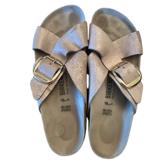 BIRKENSTOCK Siena Big Buckle Washed Metallic Rose GoldWomen's EU 39 US 8 NARROW - Picture 3 of 9